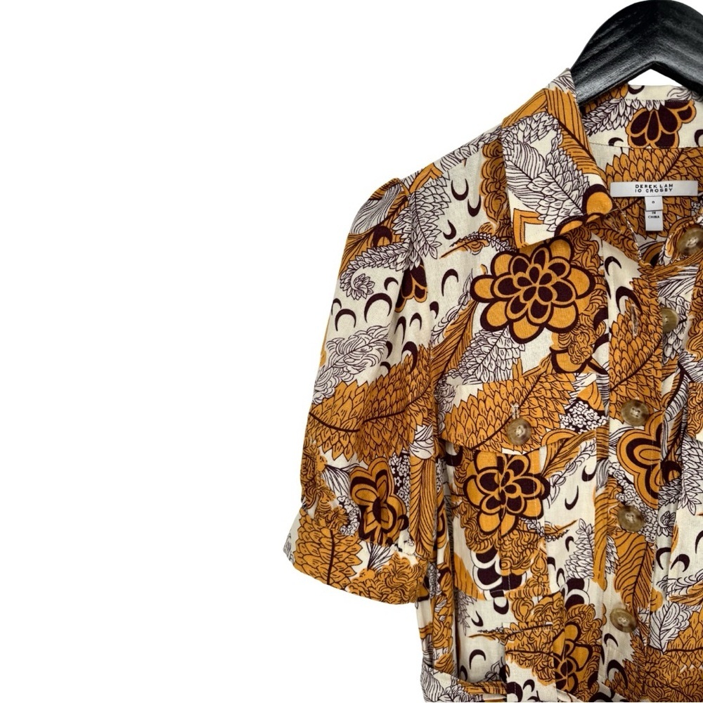 10 Crosby Derek Lam‎ 8 Buffy Utility Dress Multi Midi Length Linen-Blend Pockets - Picture 5 of 15